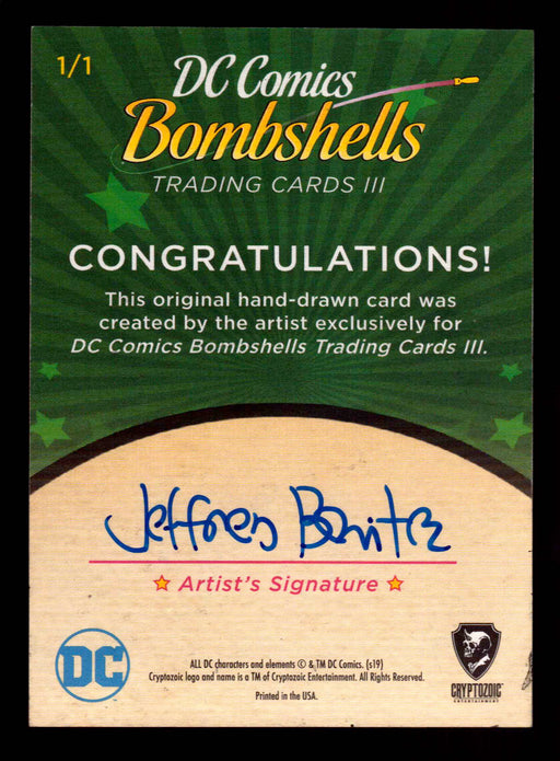 2019 DC Comics Bombshells III Artist Jeffrey Benitez Sketch Card Cryptozoic   - TvMovieCards.com