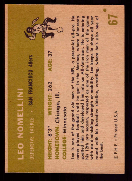 1961 Fleer Football Trading Card #67 Leo Nomellini Signed Autograph Card   - TvMovieCards.com