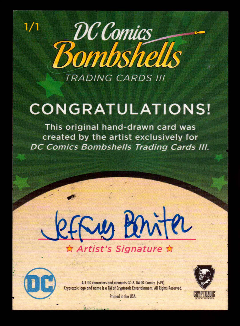 2019 DC Comics Bombshells III Artist Jeffrey Benitez Sketch Card Cryptozoic   - TvMovieCards.com