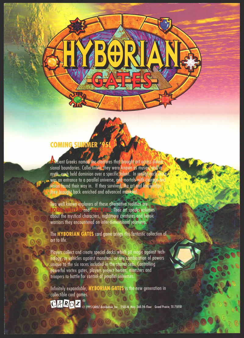 1995 Hyborian Gates CCG Uncut Promo 9-Card Trading Card Panel Cardz 1995 Hyborian Gates CCG Uncut Promo 9-Card Trading Card Panel Cardz