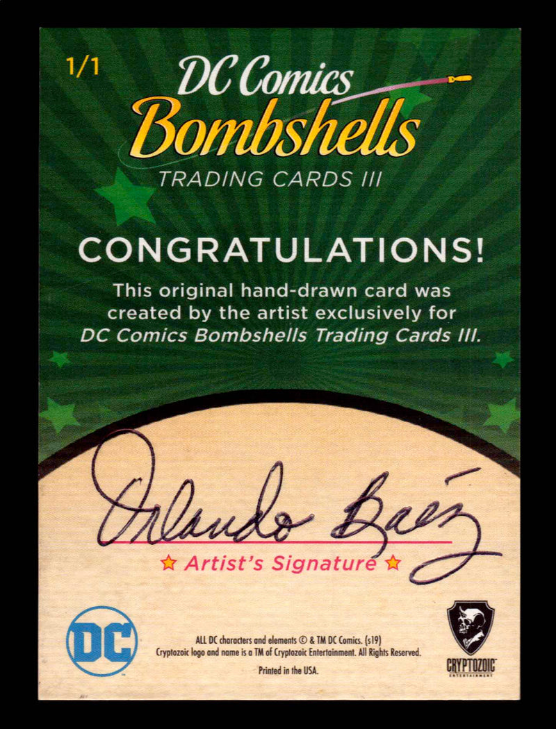 2019 DC Comics Bombshells III Artist Orlando Baez Sketch Card Cryptozoic   - TvMovieCards.com