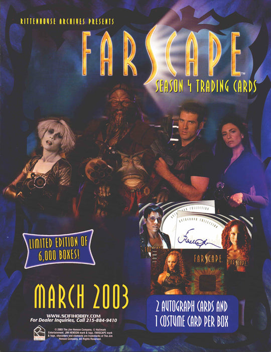 Farscape Season 4 Four Trading Card Dealer Sell Sheet Sale Ad 2003   - TvMovieCards.com
