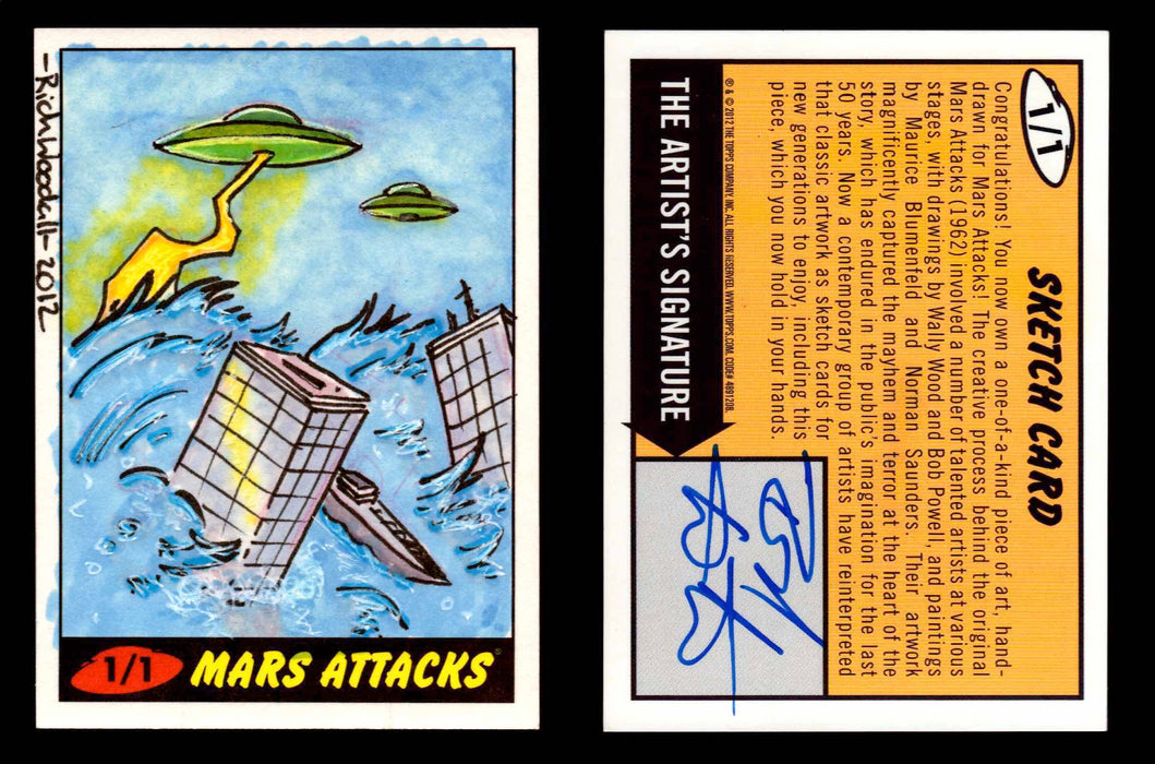 2013 Mars Attacks Invasion Artist Autograph You Pick Sketch Trading Card Topps #8 Rich Woodall  - TvMovieCards.com