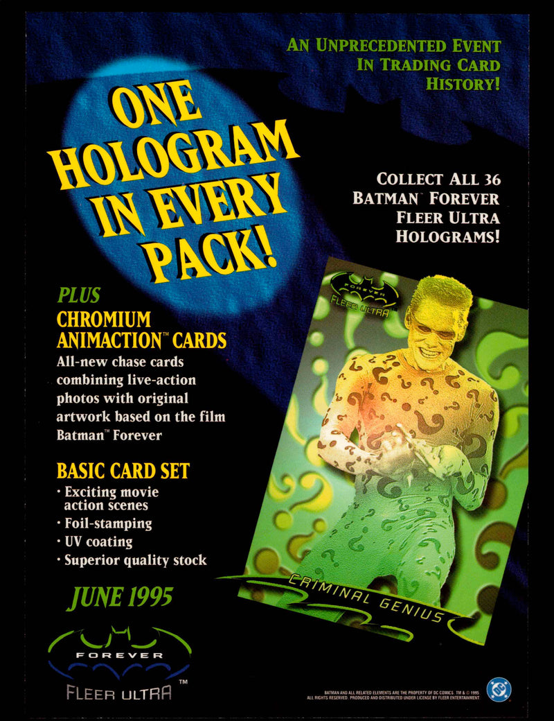 1995 Batman Forever Uncut 4 Card Promo Sheet Fleer Ultra Trading Cards   - TvMovieCards.com