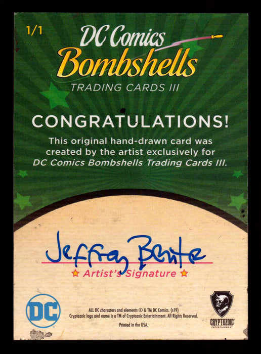 2019 DC Comics Bombshells III Artist Jeffrey Benitez Sketch Card Cryptozoic   - TvMovieCards.com