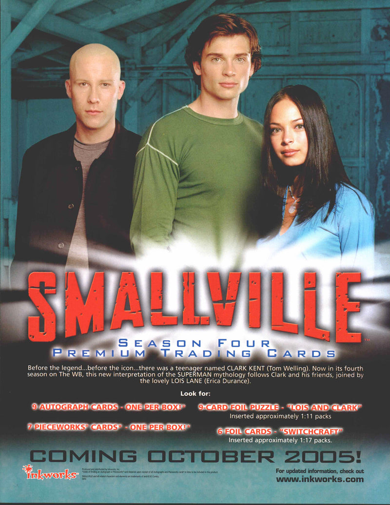 Smallville Season 4 Four Trading Card Dealer Sell Sheet Promotional Sale 2004   - TvMovieCards.com