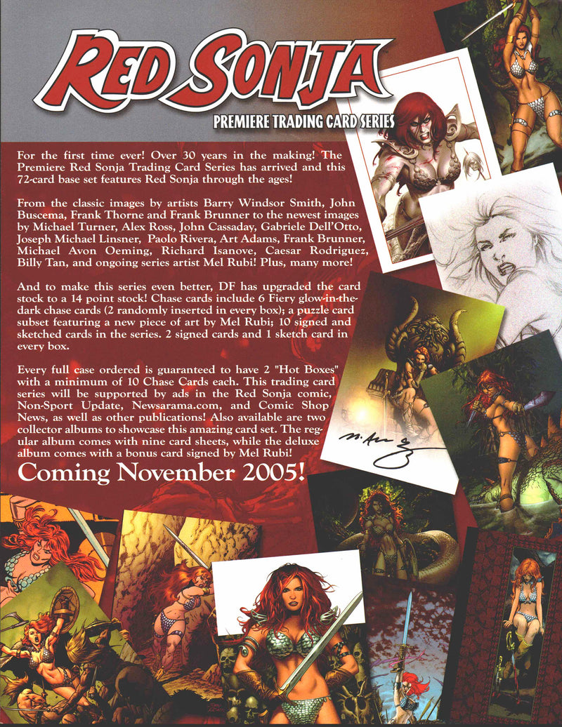 Red Sonja Trading Card Dealer Sell Sheet Sale Ad Dynamic Forces / Inkworks 2005   - TvMovieCards.com