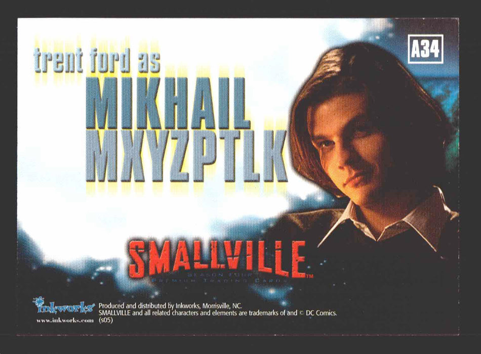 Smallville Season 4 Trent Ford as Mikhail Mxyzptlk A34 Autograph Card   - TvMovieCards.com