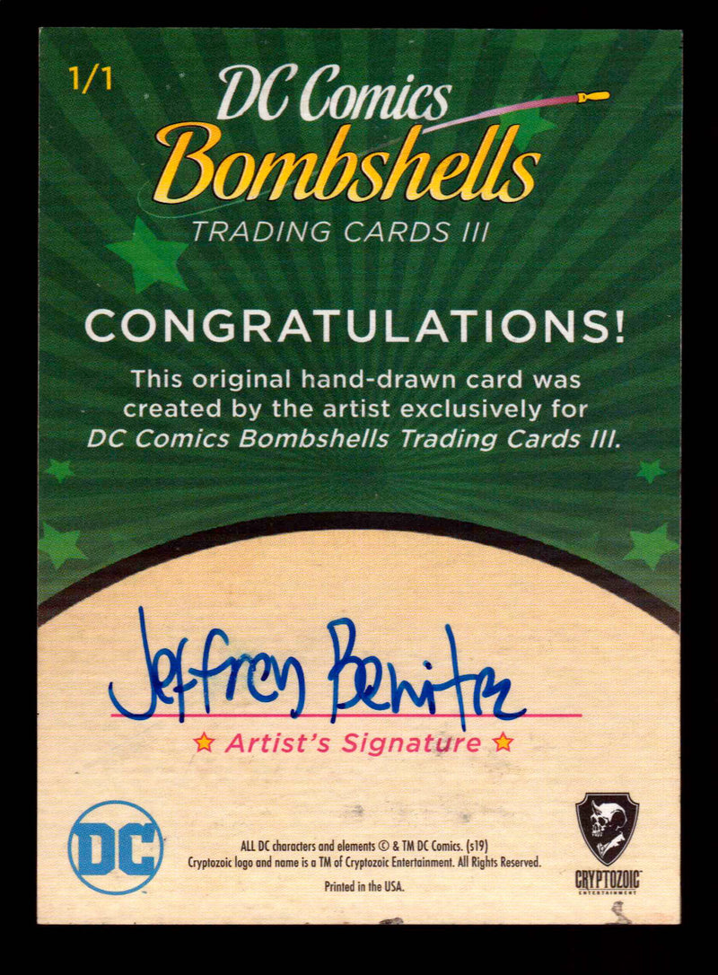 2019 DC Comics Bombshells III Artist Jeffrey Benitez Sketch Card Cryptozoic   - TvMovieCards.com