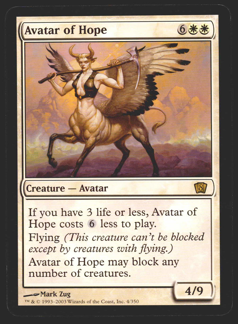 Magic The Gathering 8th Edition Avatar of Hope #4/350 Box Topper Oversize Card   - TvMovieCards.com