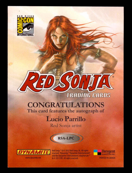 Red Sonja 2011 (Breygent) RSA-LPC Lucio Parrillo SDCC San Diego Autograph Card   - TvMovieCards.com