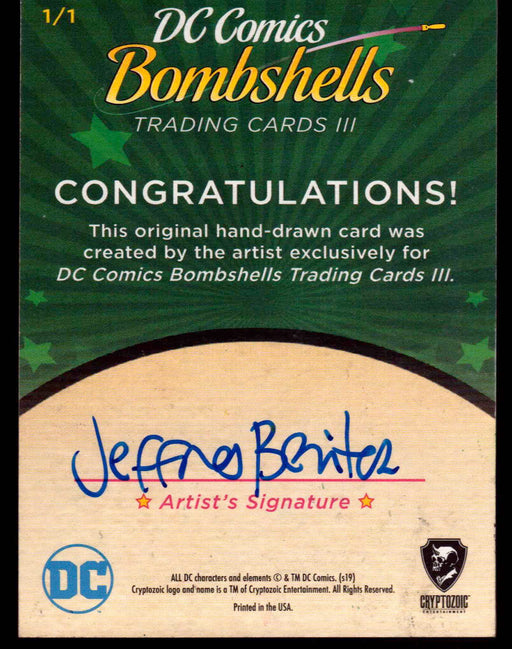 2019 DC Comics Bombshells III Artist Jeffrey Benitez Sketch Card Cryptozoic   - TvMovieCards.com