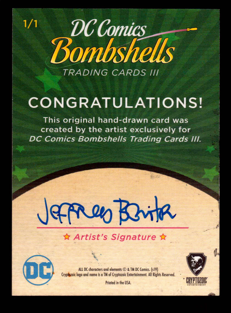 2019 DC Comics Bombshells III Artist Jeffrey Benitez Sketch Card Cryptozoic   - TvMovieCards.com