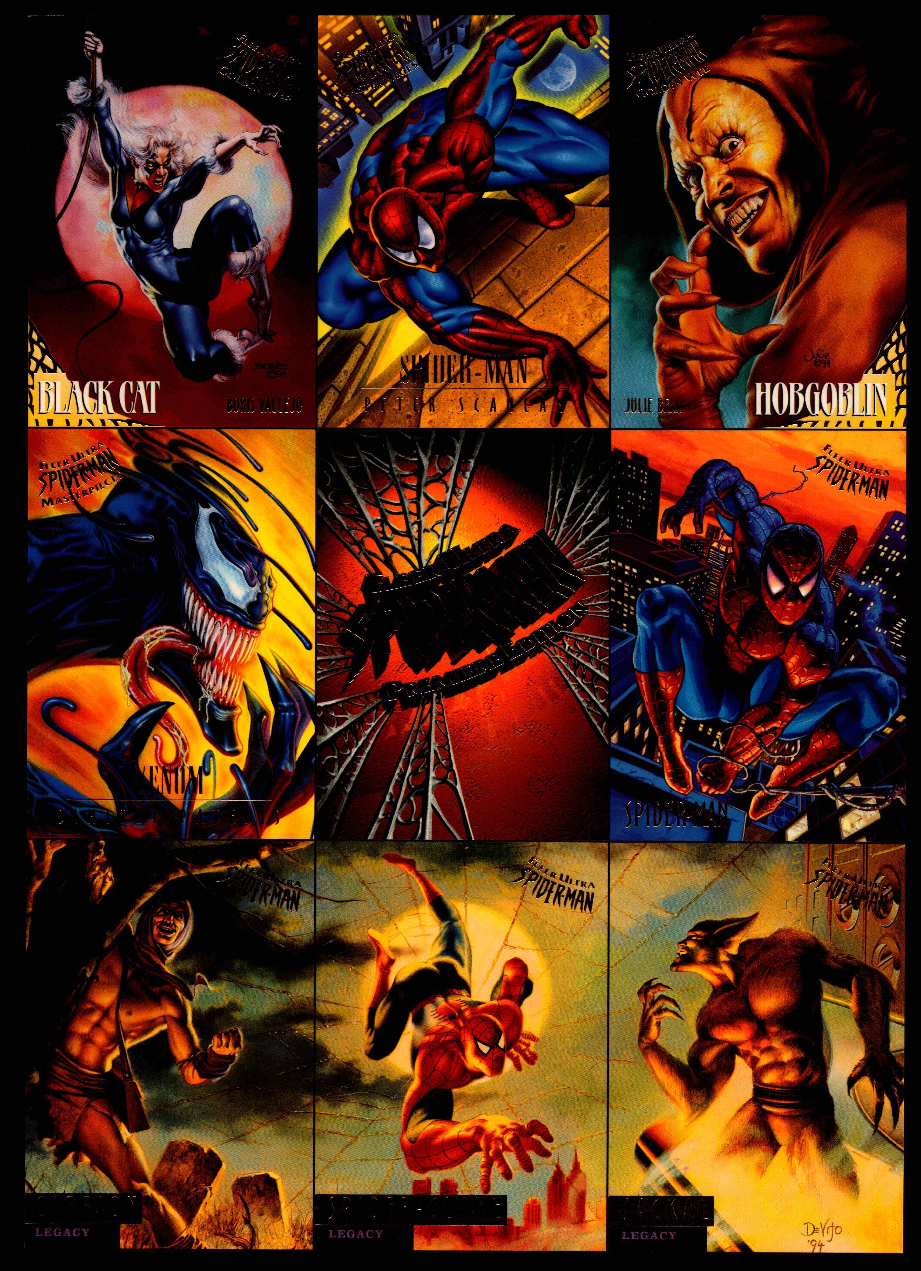 1995 Spiderman Premiere Uncut 9 Card Promo Sheet Fleer Ultra
