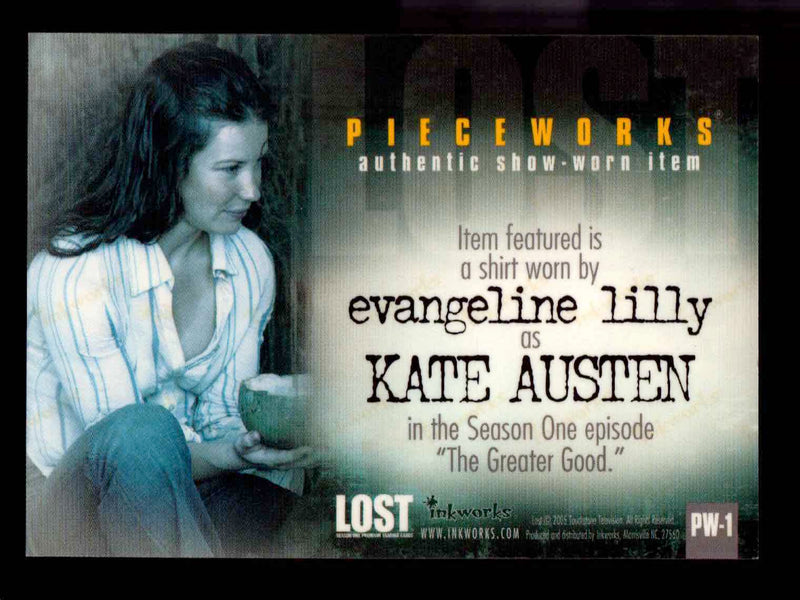 Lost Season 1 One PW-1 Evangeline Lilly as Kate Austen Pieceworks Costume Card   - TvMovieCards.com