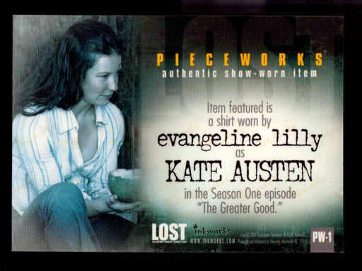Lost Season 1 One PW-1 Evangeline Lilly as Kate Austen Pieceworks Costume Card   - TvMovieCards.com
