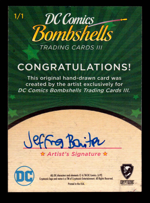 2019 DC Comics Bombshells III Artist Jeffrey Benitez Sketch Card Cryptozoic   - TvMovieCards.com