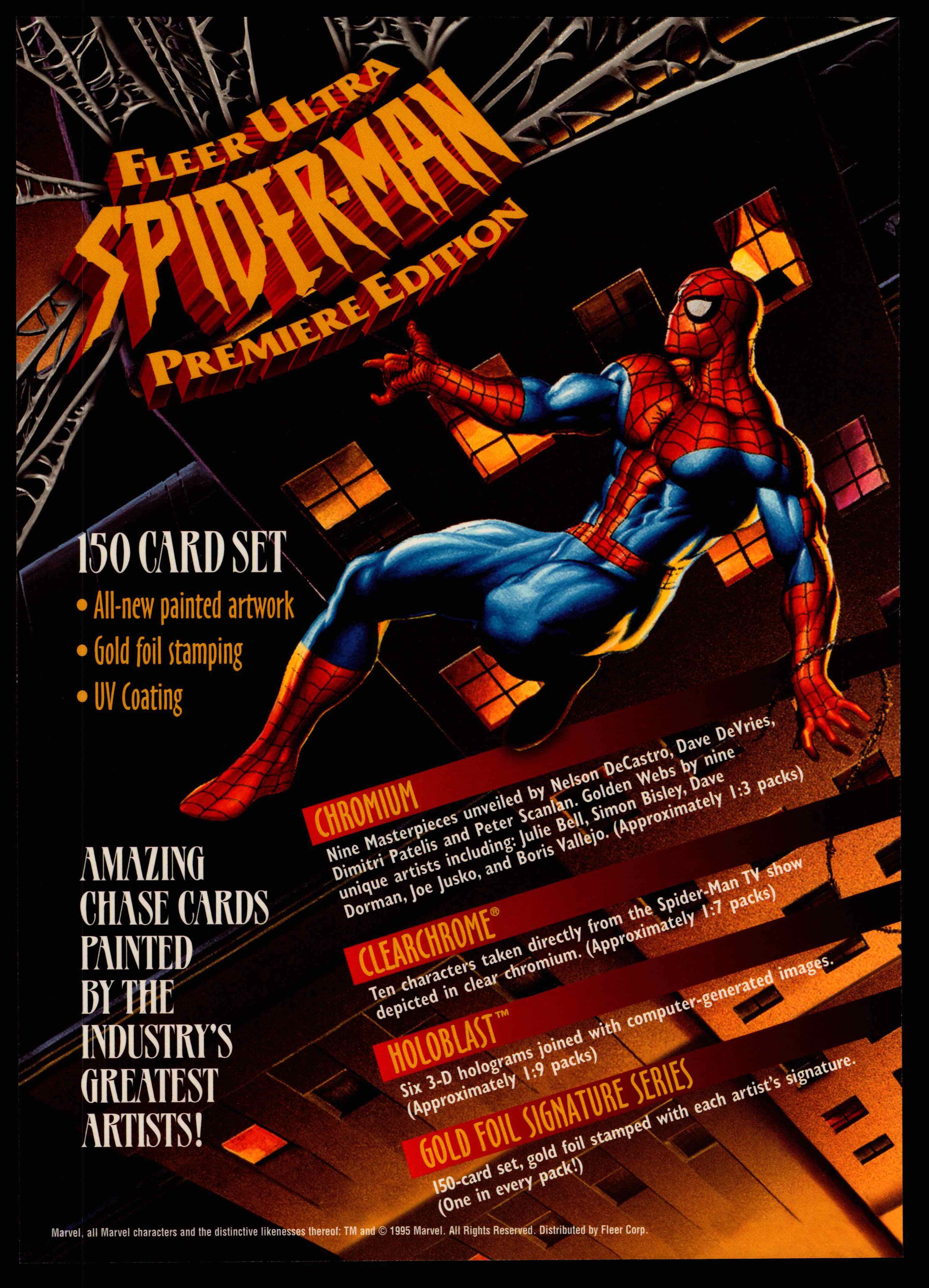 1995 Spiderman Premiere Uncut 9 Card Promo Sheet Fleer Ultra