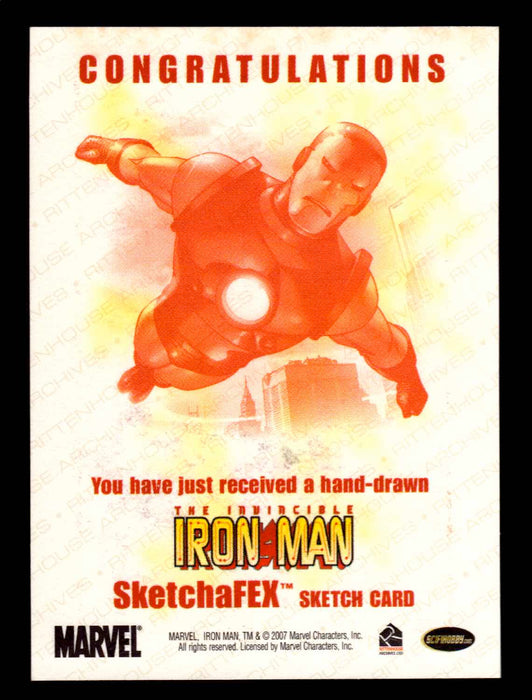 2008 Iron Man Movie - Steven Miller SketchaFEX Sketch Trading Card   - TvMovieCards.com