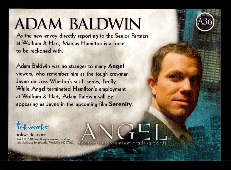 Angel Season 5 A36 Adam Baldwin as Hamilton Autograph Trading Card Inkworks   - TvMovieCards.com