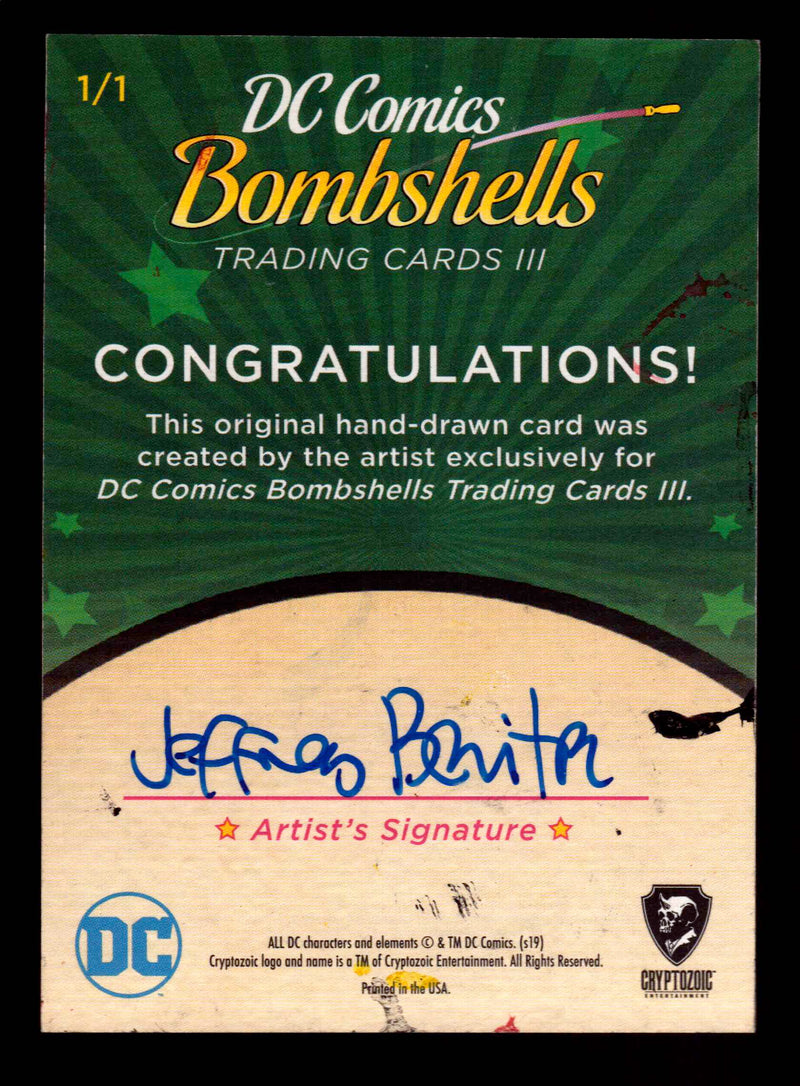 2019 DC Comics Bombshells III Artist Jeffrey Benitez Sketch Card Cryptozoic   - TvMovieCards.com