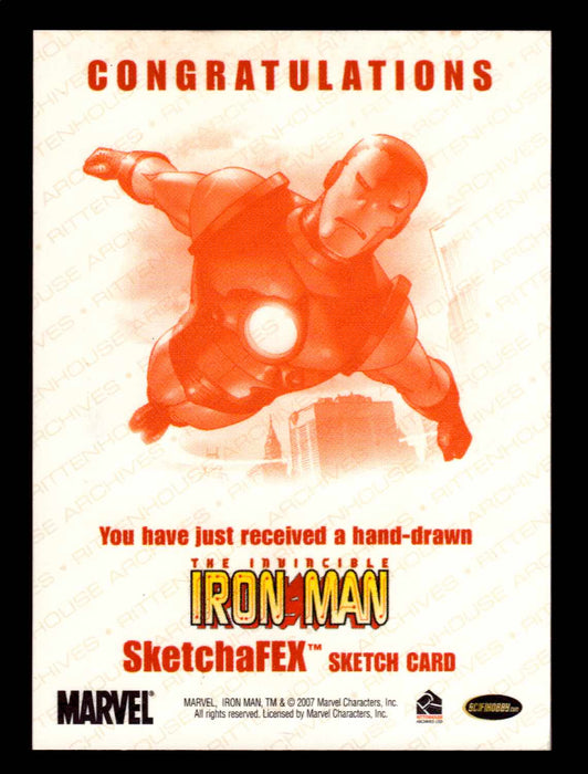 2008 Iron Man Movie - Gabriel Hernandez SketchaFEX Sketch Trading Card Stilt-Man   - TvMovieCards.com