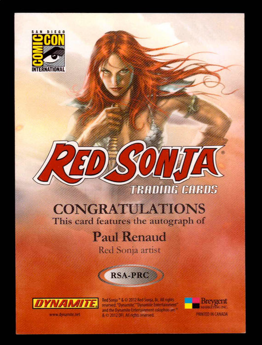 Red Sonja 2011 (Breygent) - RSA-PRC "Paul Renaud" SDCC San Diego Autograph Card   - TvMovieCards.com