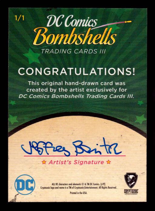 2019 DC Comics Bombshells III Artist Jeffrey Benitez Sketch Card Cryptozoic   - TvMovieCards.com