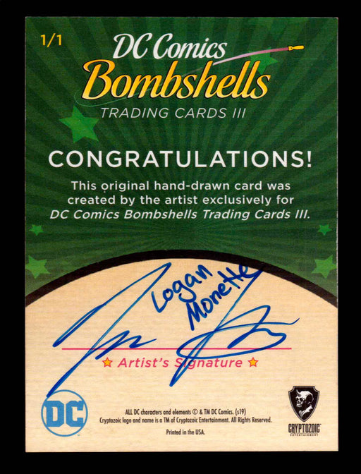 2019 DC Comics Bombshells III Artist Logan Monette Sketch Card Cryptozoic   - TvMovieCards.com
