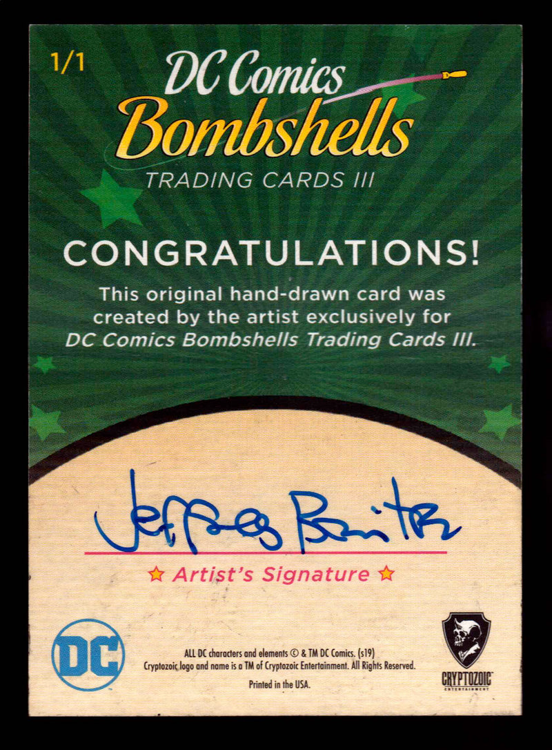 2019 DC Comics Bombshells III Artist Jeffrey Benitez Sketch Card Cryptozoic   - TvMovieCards.com