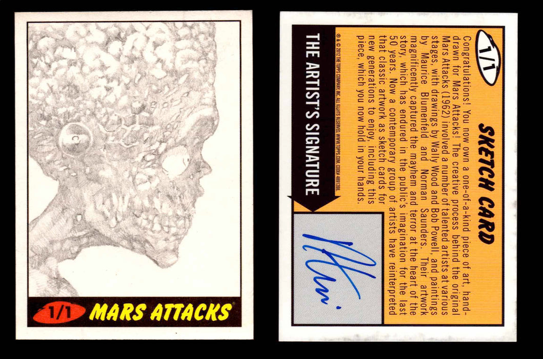 2013 Mars Attacks Invasion Artist Autograph You Pick Sketch Trading Card Topps #15 Unknown Artist  - TvMovieCards.com