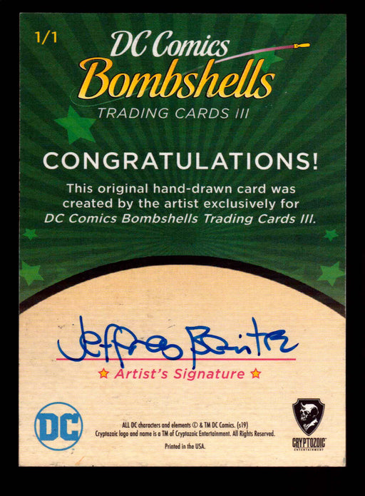 2019 DC Comics Bombshells III Artist Jeffrey Benitez Sketch Card Cryptozoic   - TvMovieCards.com