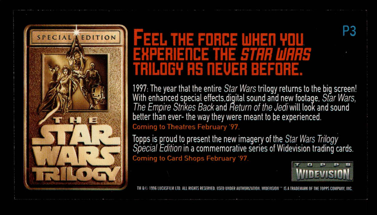 1997 Star Wars Trilogy P3 Topps Widevision Promo Trading Card   - TvMovieCards.com