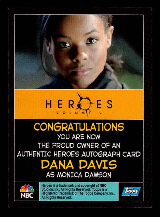 Heroes Volume 2 Dana Davis as Monica Dawson Autograph Card Topps 2008   - TvMovieCards.com