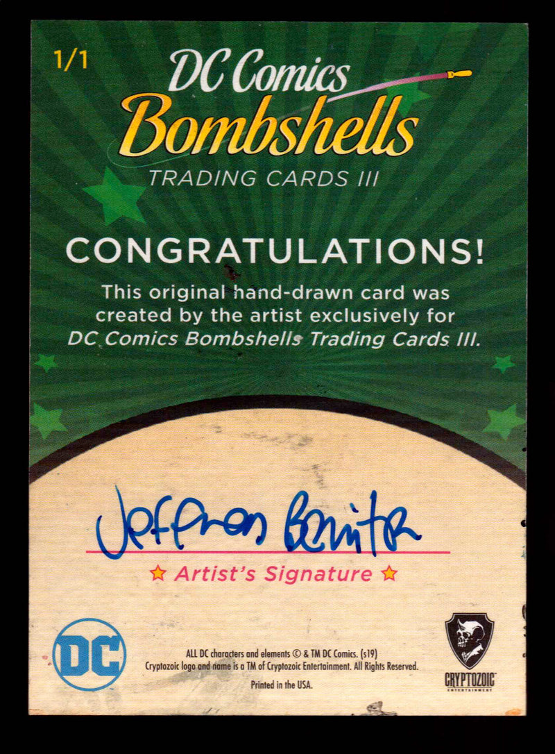 2019 DC Comics Bombshells III Artist Jeffrey Benitez Sketch Card Cryptozoic   - TvMovieCards.com