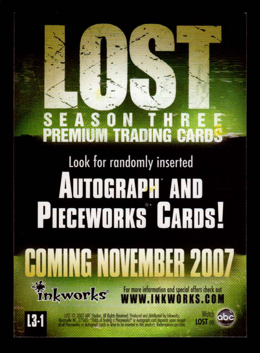 Lost Season 3 Three L3-1 Promo Trading Card Inkworks 2007   - TvMovieCards.com