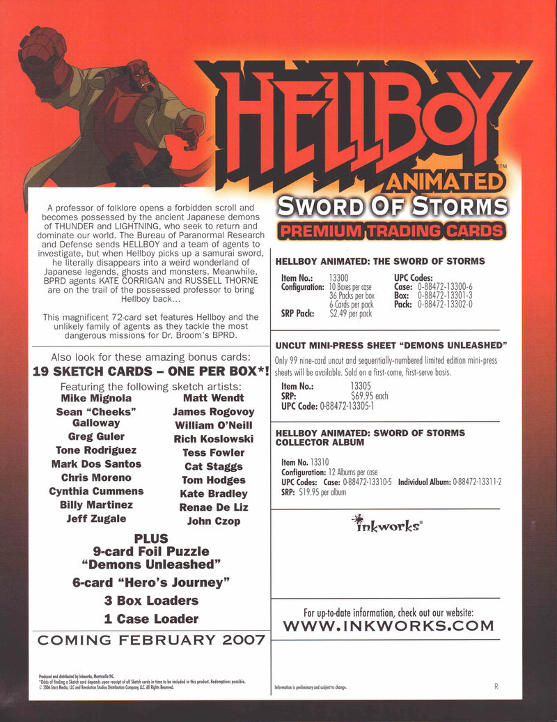 Hellboy Animated Sword of Storms Trading Card Dealer Sell Sheet Promo Sale 2008   - TvMovieCards.com