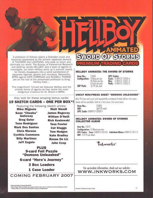 Hellboy Animated Sword of Storms Trading Card Dealer Sell Sheet Promo Sale 2008   - TvMovieCards.com