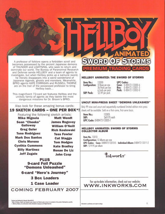 Hellboy Animated Sword of Storms Trading Card Dealer Sell Sheet Promo Sale 2008   - TvMovieCards.com