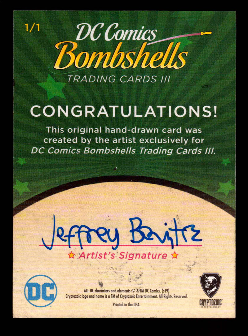 2019 DC Comics Bombshells III Artist Jeffrey Benitez Sketch Card Cryptozoic   - TvMovieCards.com