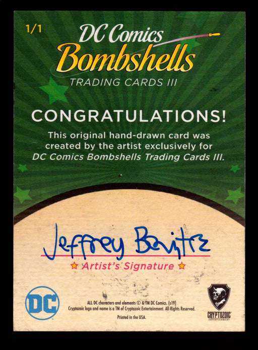 2019 DC Comics Bombshells III Artist Jeffrey Benitez Sketch Card Cryptozoic   - TvMovieCards.com