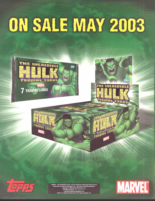The Incredible Hulk Trading Card Dealer Sell Sheet Sale Ad Topps 2003   - TvMovieCards.com