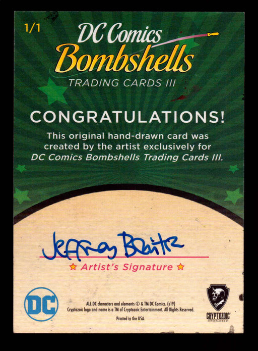 2019 DC Comics Bombshells III Artist Jeffrey Benitez Sketch Card Cryptozoic   - TvMovieCards.com