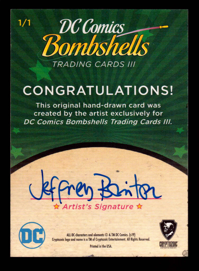 2019 DC Comics Bombshells III Artist Jeffrey Benitez Sketch Card Cryptozoic   - TvMovieCards.com