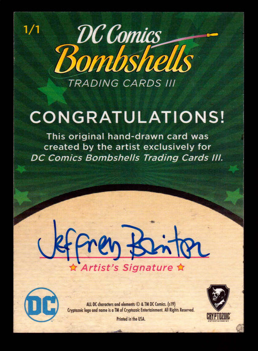 2019 DC Comics Bombshells III Artist Jeffrey Benitez Sketch Card Cryptozoic   - TvMovieCards.com