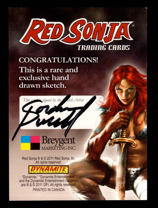 Red Sonja 2011 (Breygent) Color Artist Sketch Trading Card by Gordon Purcell   - TvMovieCards.com