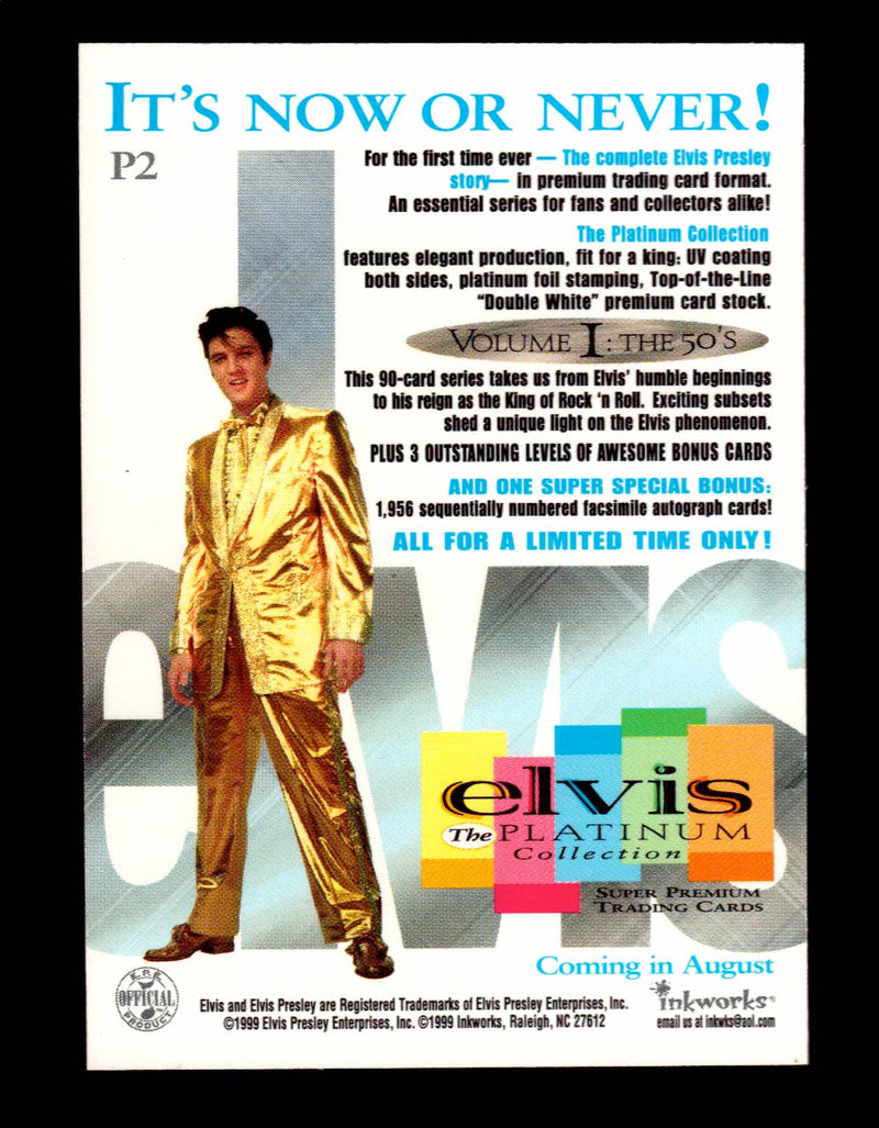 1999 Elvis The Platinum Collection P2 Promo Trading Card Inkworks   - TvMovieCards.com