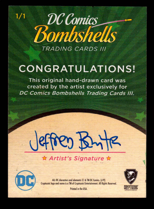2019 DC Comics Bombshells III Artist Jeffrey Benitez Sketch Card Cryptozoic   - TvMovieCards.com