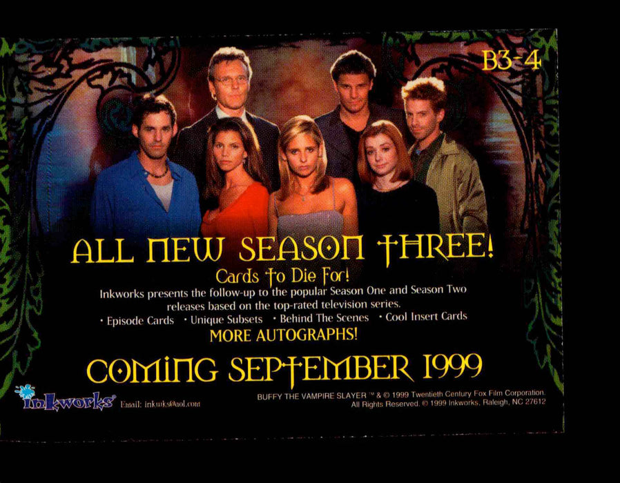 1999 Inkworks Buffy The Vampire Slayer Season Three Promo Card #B3-4   - TvMovieCards.com