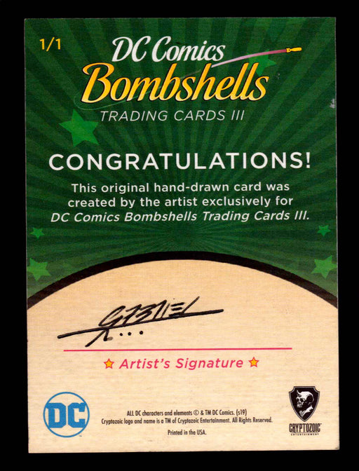 2019 DC Comics Bombshells III Artist Ulisses Gabriel Sketch Card Cryptozoic   - TvMovieCards.com